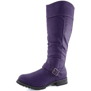 Daily Shoes Purple Knee High Combat Boots